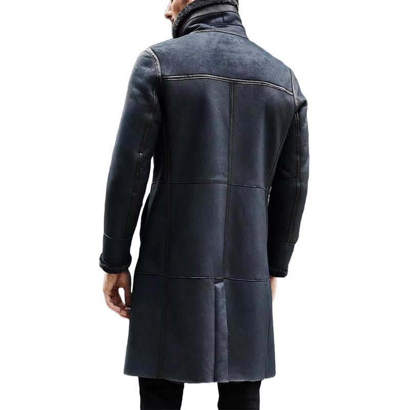 Men's Winter Blue Shearling Leather Coat - Echo Leather