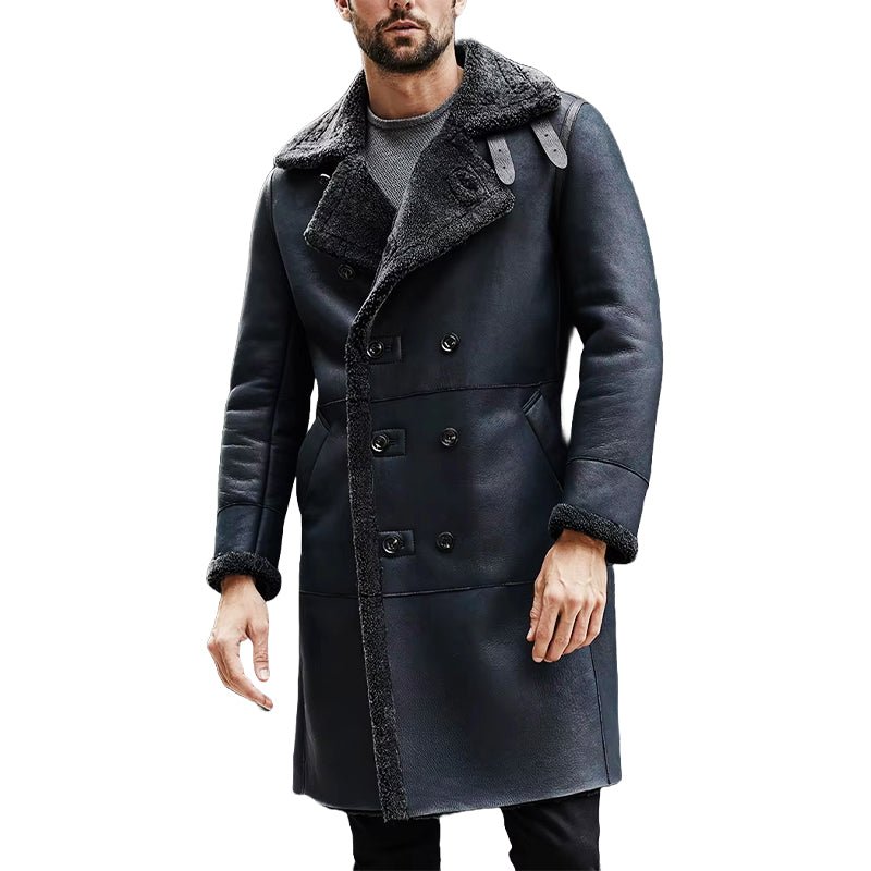 Men's Winter Blue Shearling Leather Coat - Echo Leather