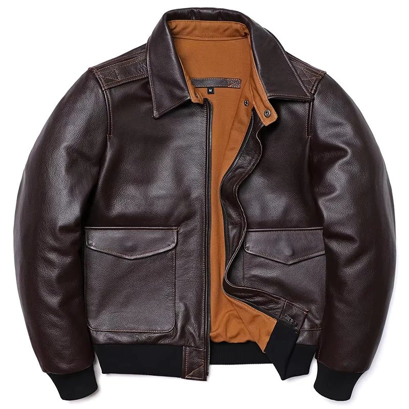 Men's Dark Brown A2 Bomber Leather Jacket - Echo Leather