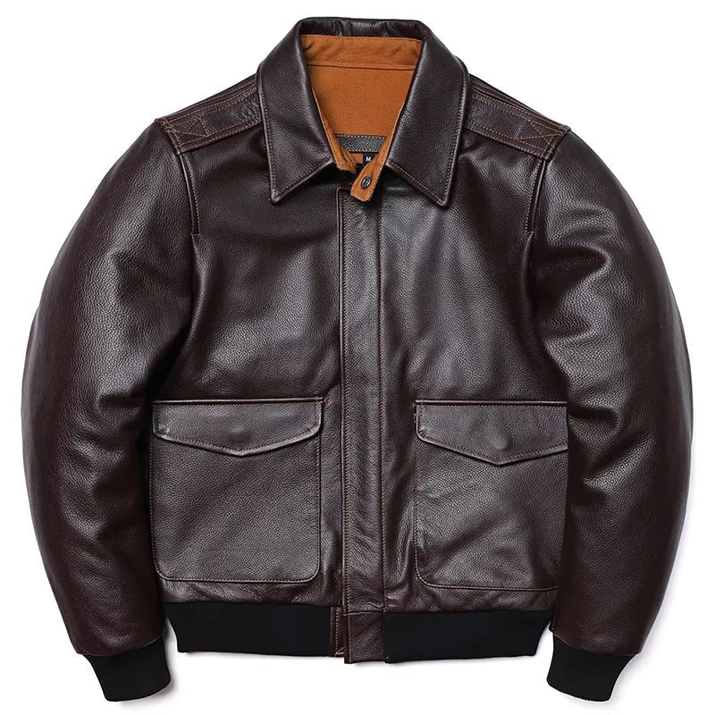 Men's Dark Brown A2 Bomber Leather Jacket - Echo Leather