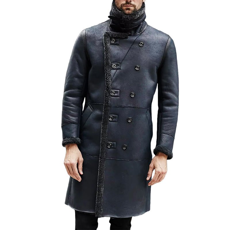 Men's Winter Blue Shearling Leather Coat - Echo Leather