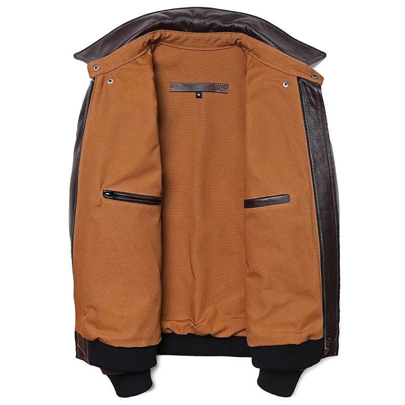 Men's Dark Brown A2 Bomber Leather Jacket - Echo Leather