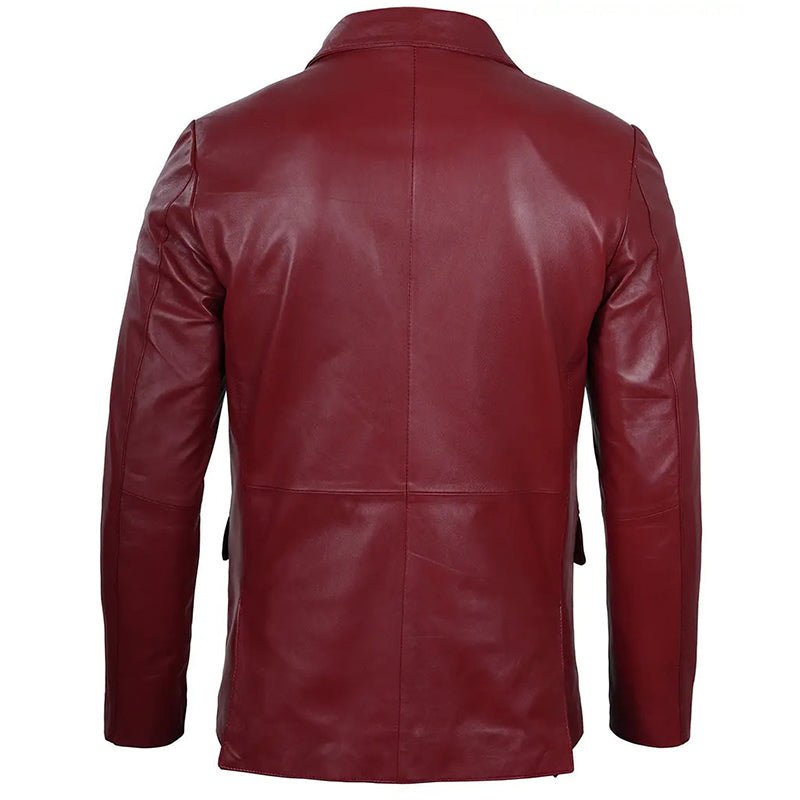 Mens Maroon Leather Blazer - Echo Leather