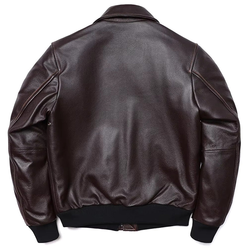 Men's Dark Brown A2 Bomber Leather Jacket - Echo Leather