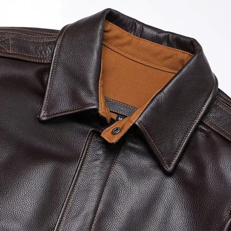 Men's Dark Brown A2 Bomber Leather Jacket - Echo Leather