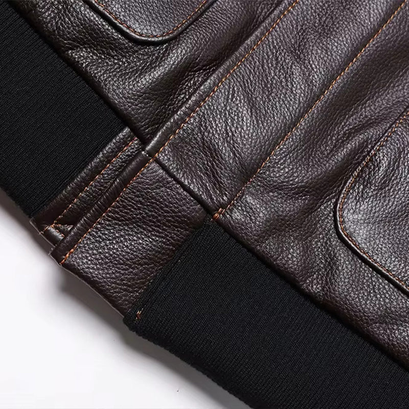 Men's Dark Brown A2 Bomber Leather Jacket - Echo Leather