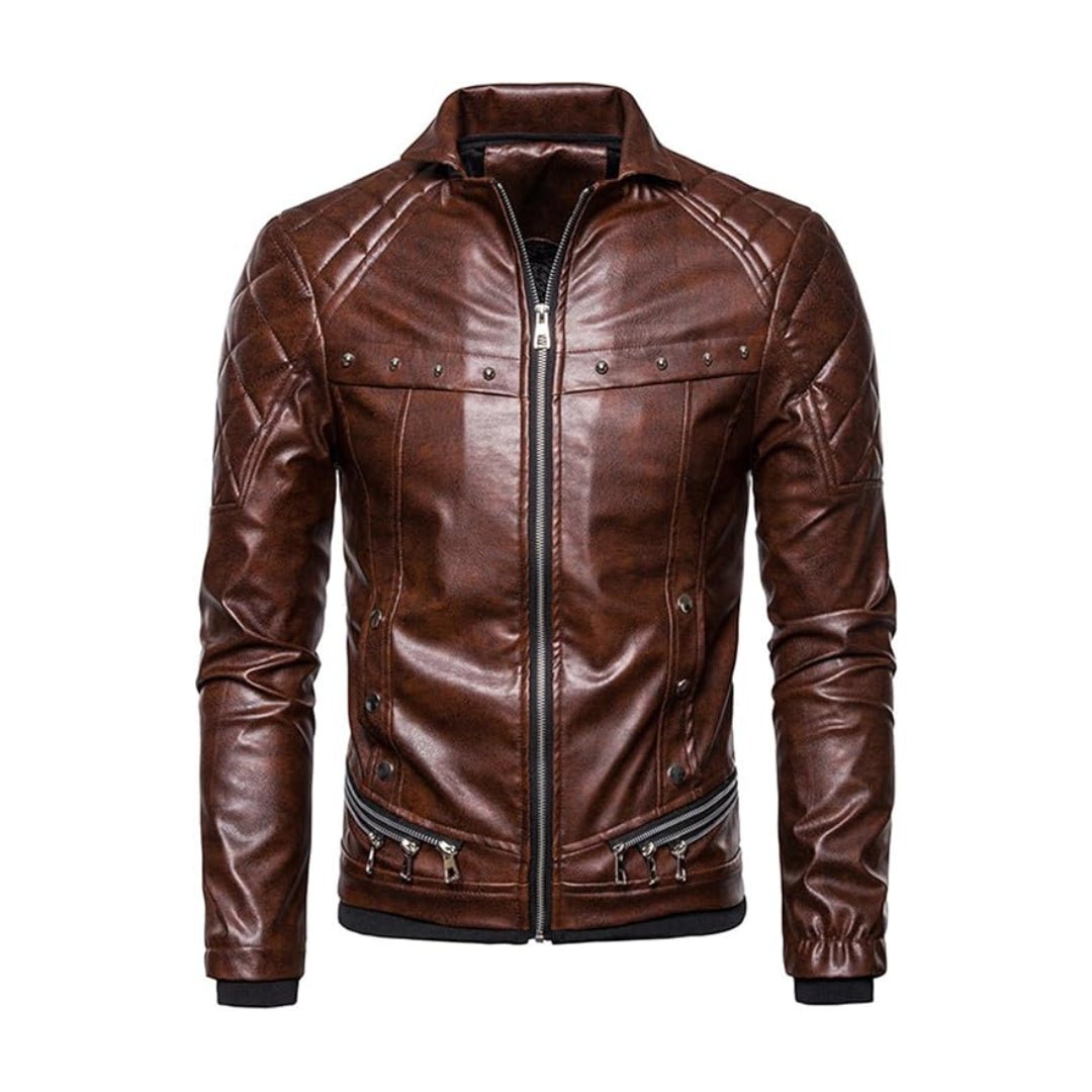 Christmas Removable Fur Collar Real Leather Jacket - Echo Leather