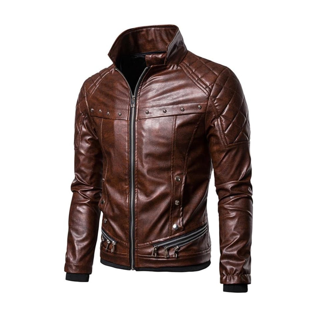 Christmas Removable Fur Collar Real Leather Jacket - Echo Leather