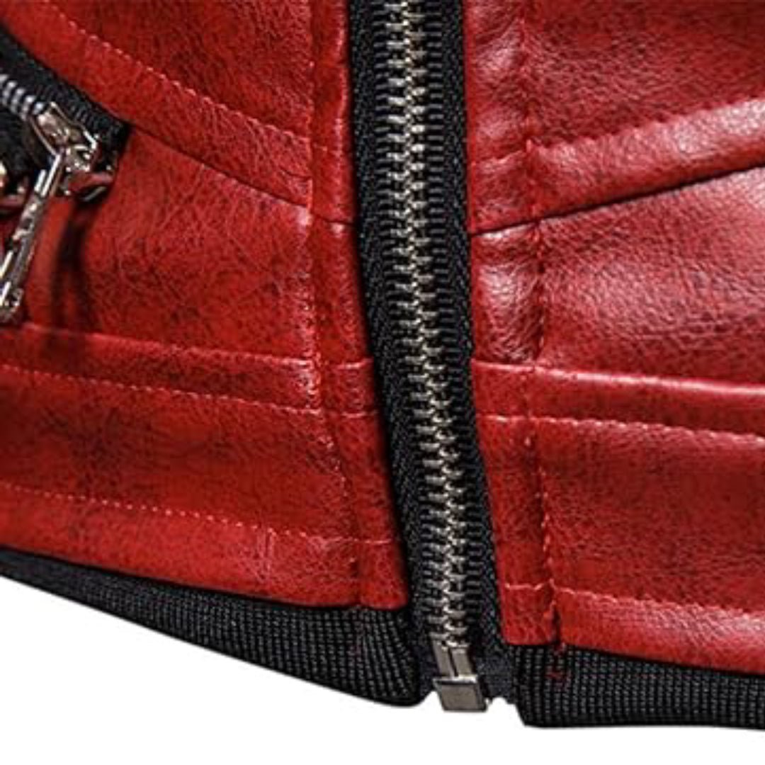 Christmas Removable Fur Collar Real Leather Jacket - Echo Leather