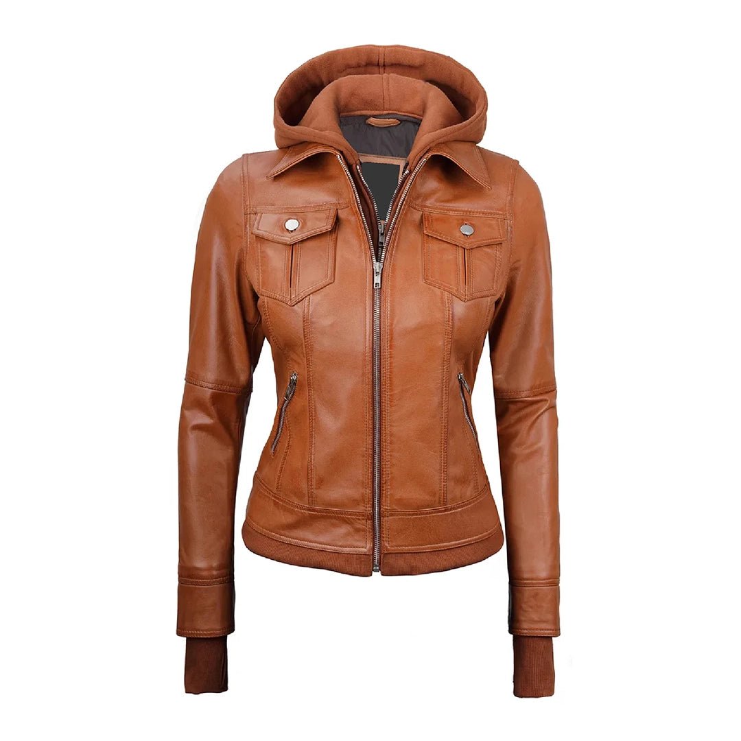Tralee Womens Tan Wax Bomber Leather Jacket - Echo Leather