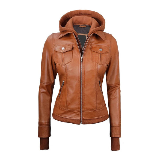 Tralee Womens Tan Wax Bomber Leather Jacket - Echo Leather