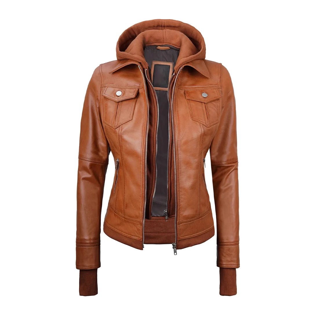 Tralee Womens Tan Wax Bomber Leather Jacket - Echo Leather