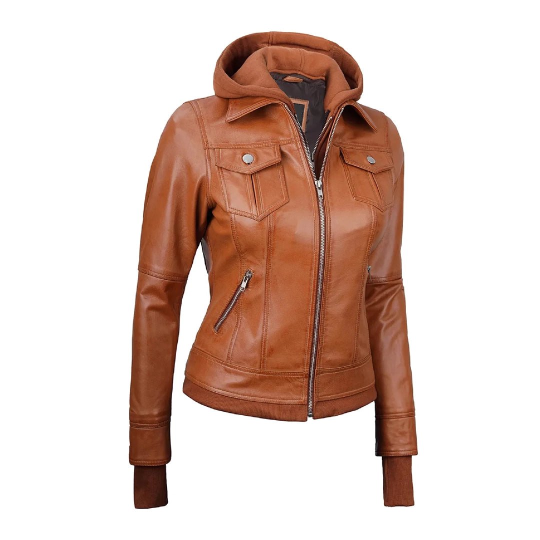 Tralee Womens Tan Wax Bomber Leather Jacket - Echo Leather