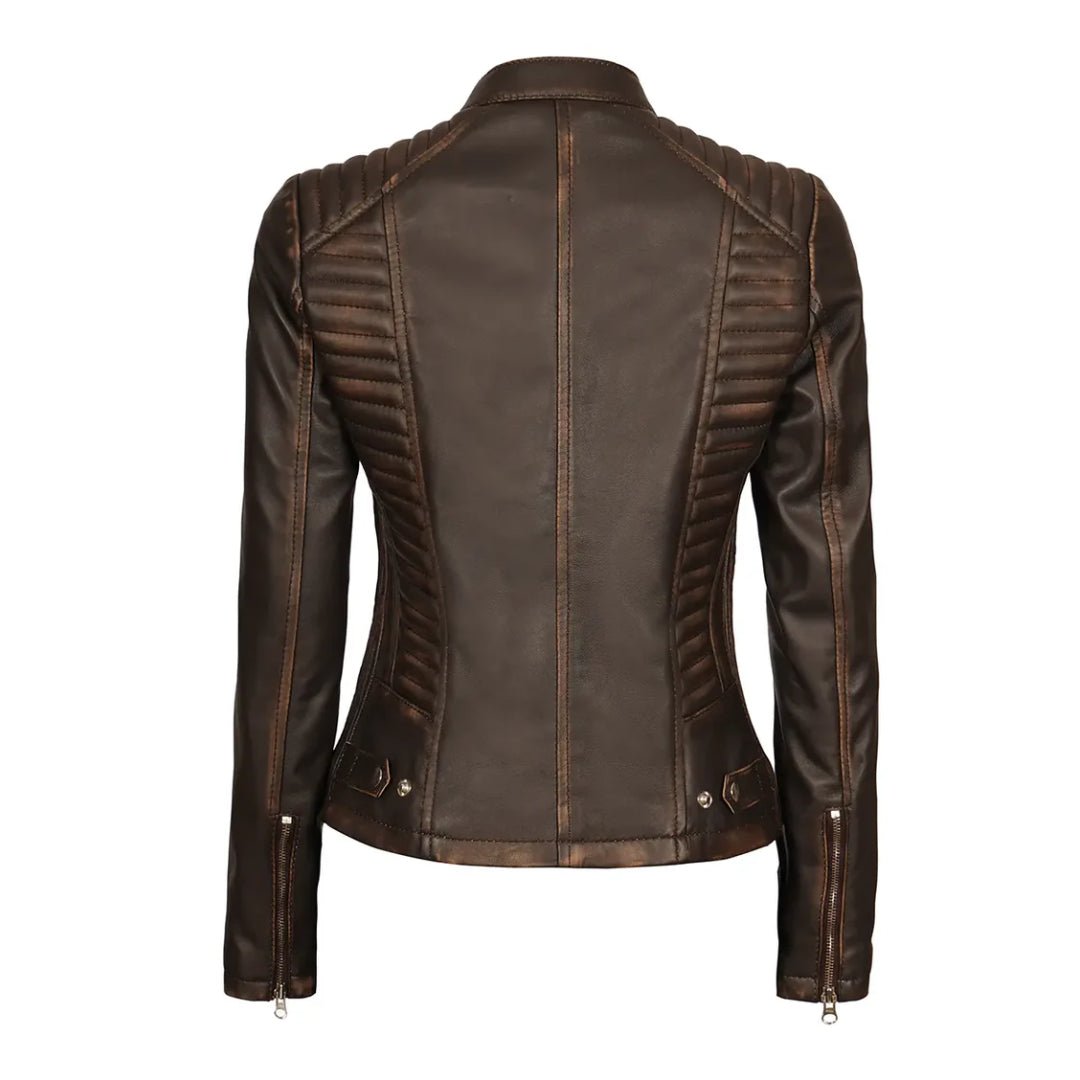 Womens Dark Brown Real Leather Jacket - Echo Leather