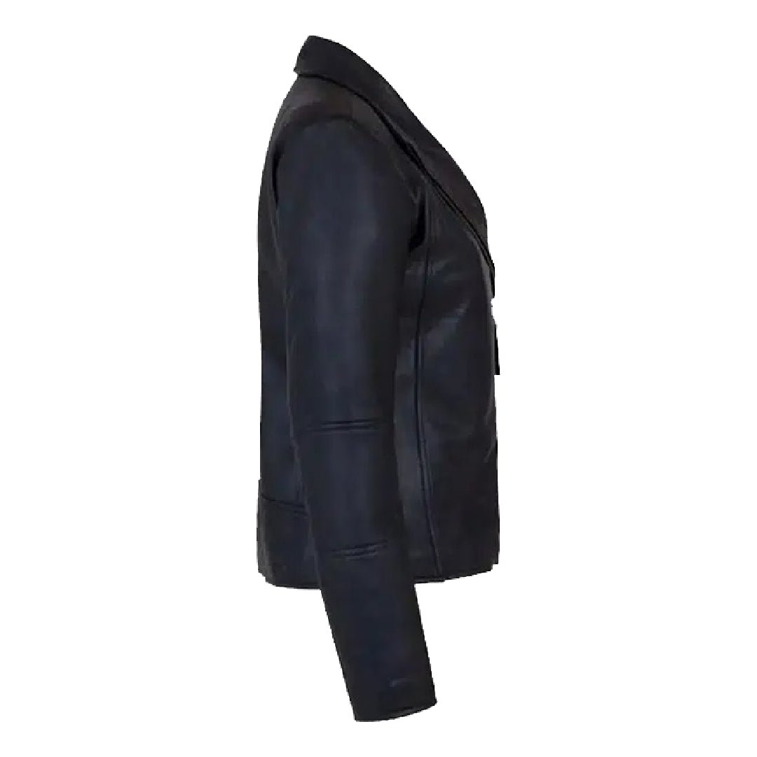 Black Motorcycle Slim fit Lapel Collar Jacket - Echo Leather