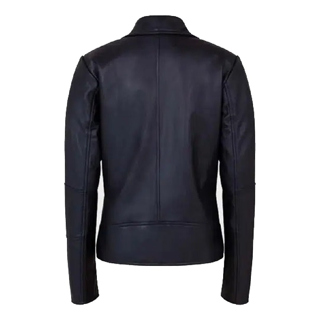 Black Motorcycle Slim fit Lapel Collar Jacket - Echo Leather