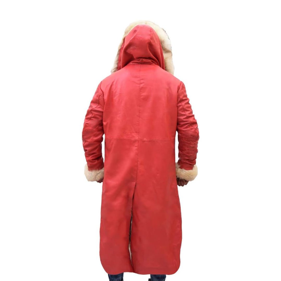 Christmas Red Leather Fur Shearling Trench Coat | Echo Leather