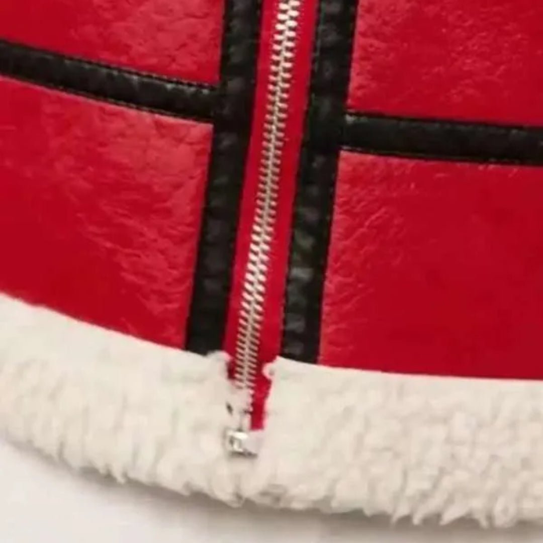 Christmas Red Shearling Leather Jacket | Echo Leather