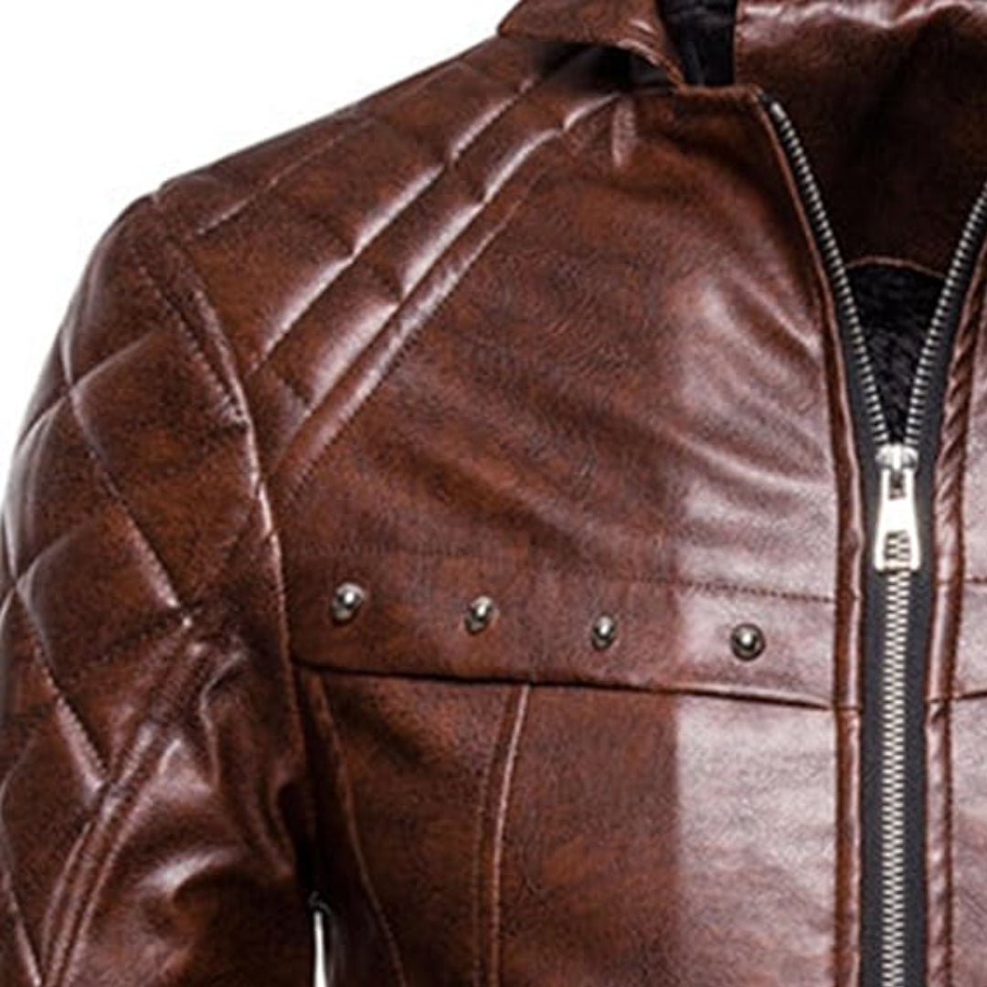 Christmas Removable Fur Collar Real Leather Jacket | Echo Leather