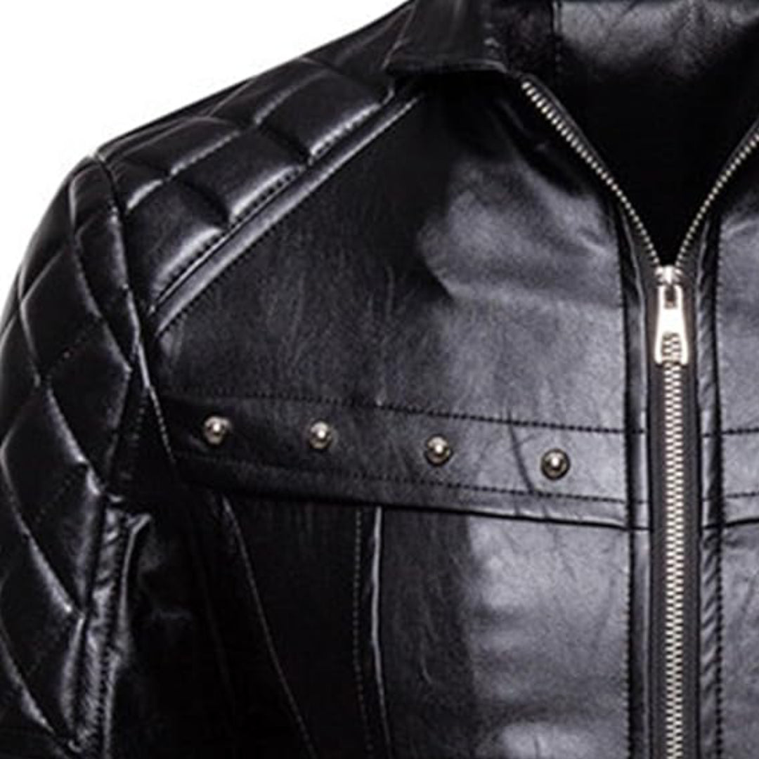 Christmas Removable Fur Collar Real Leather Jacket | Echo Leather