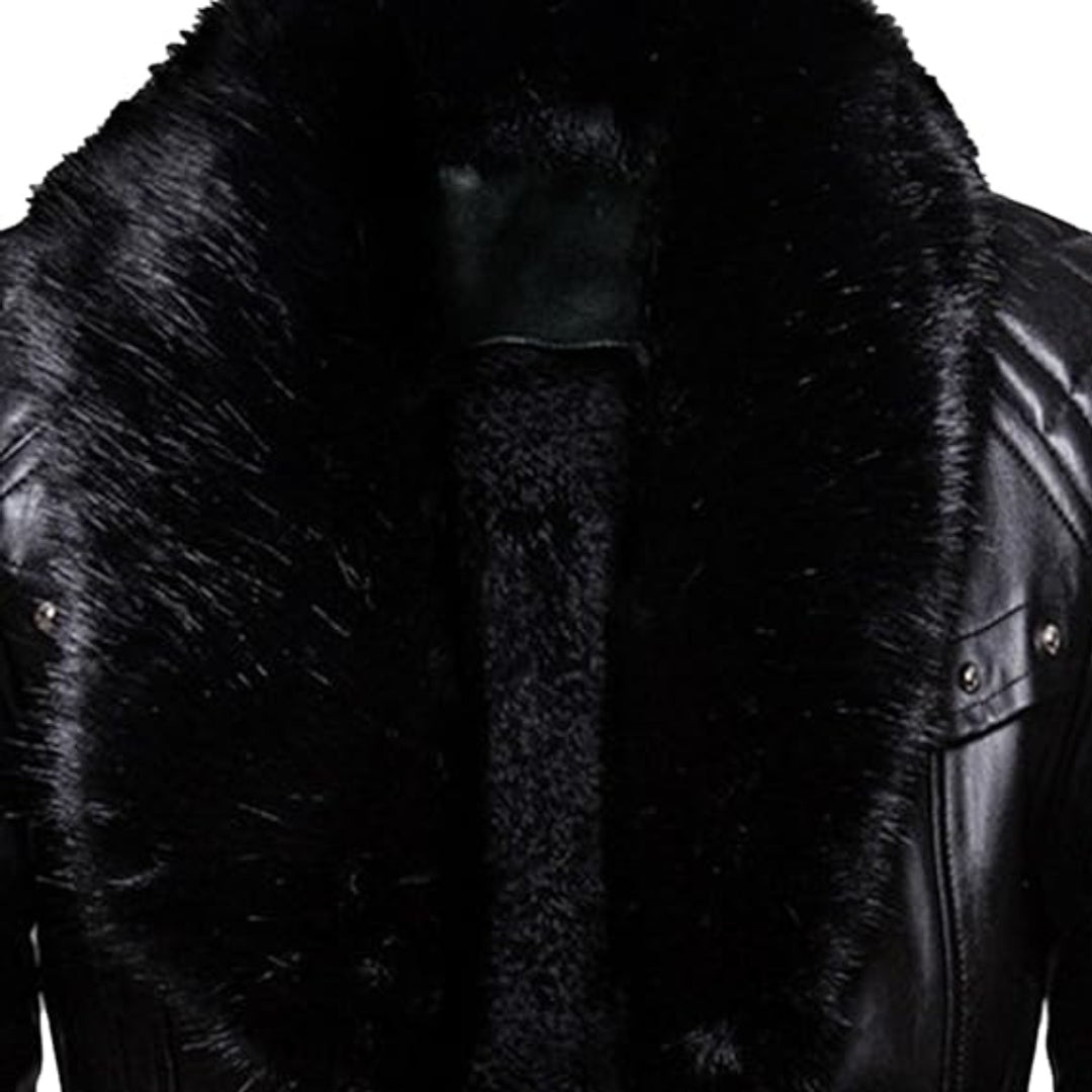 Christmas Removable Fur Collar Real Leather Jacket | Echo Leather