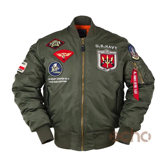 Men's MA-1 Aviator Military Pilot Thick Bomber Jacket | Echo Leather