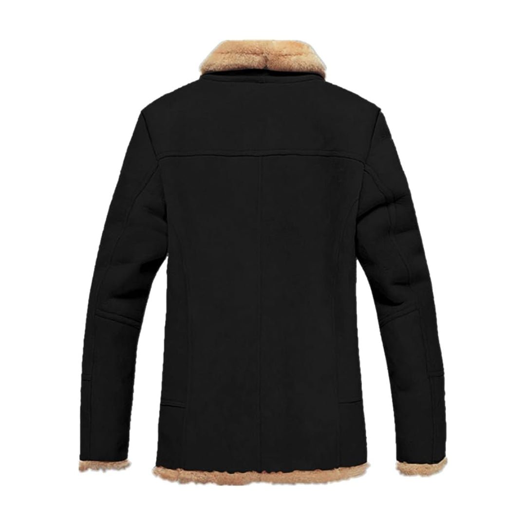 Faux Shearling Lined Real Leather Trucker Jacket | Echo Leather