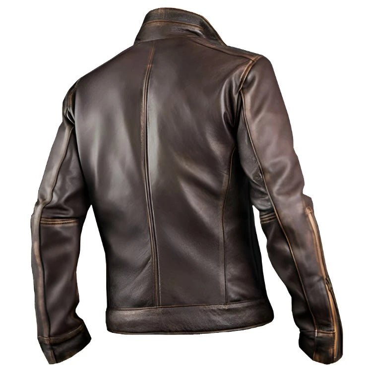 Men’s Vintage Cafe Racer Retro Biker Waxed Brown Leather Jacket | Echo Leather