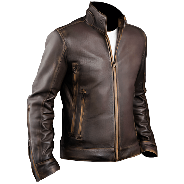 Men’s Vintage Cafe Racer Retro Biker Waxed Brown Leather Jacket | Echo Leather