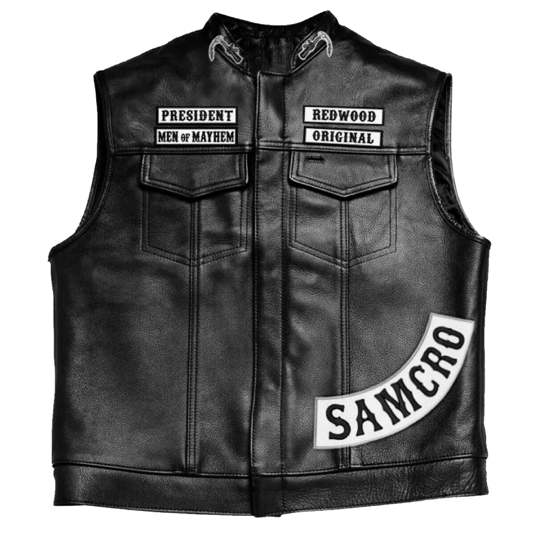 Sons of Anarchy Embroidery Biker Leather Vest | Echo Leather