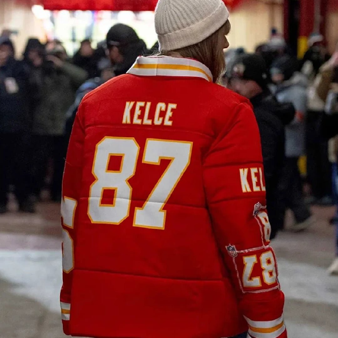 Taylor Swift Kelce 87 Chiefs Red Jacket - Echo Leather