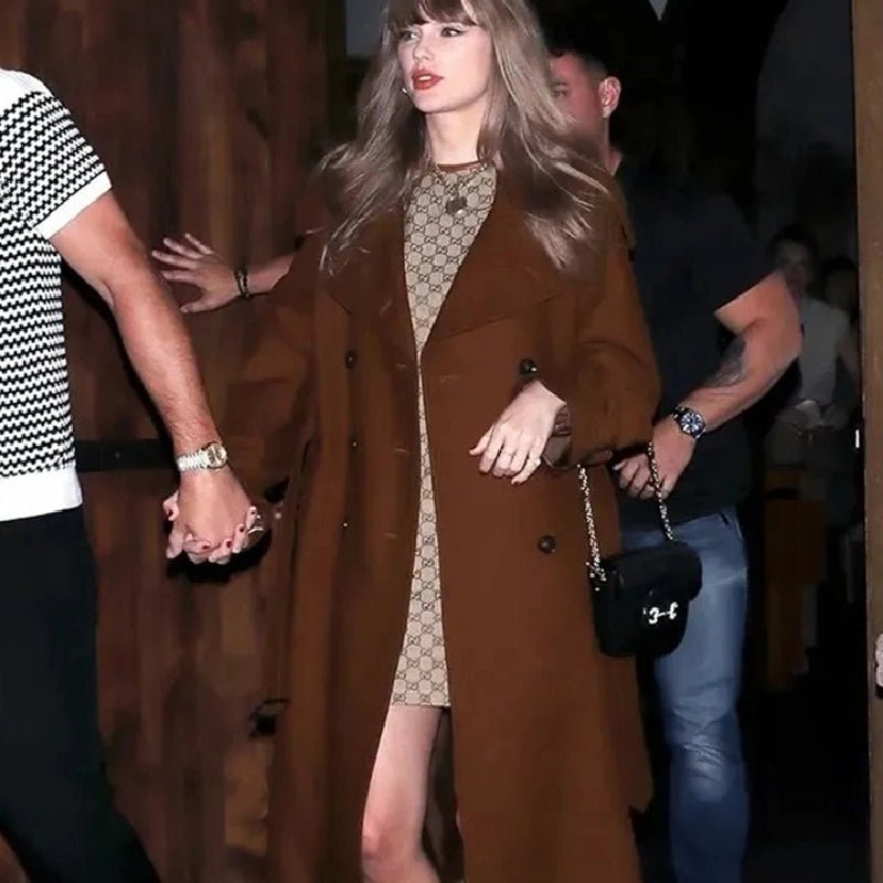 Taylor Swift Oversized Brown Trench Coat - Echo Leather